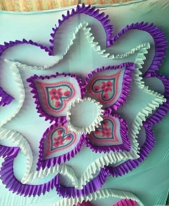Lotus ceiling, purple and mint