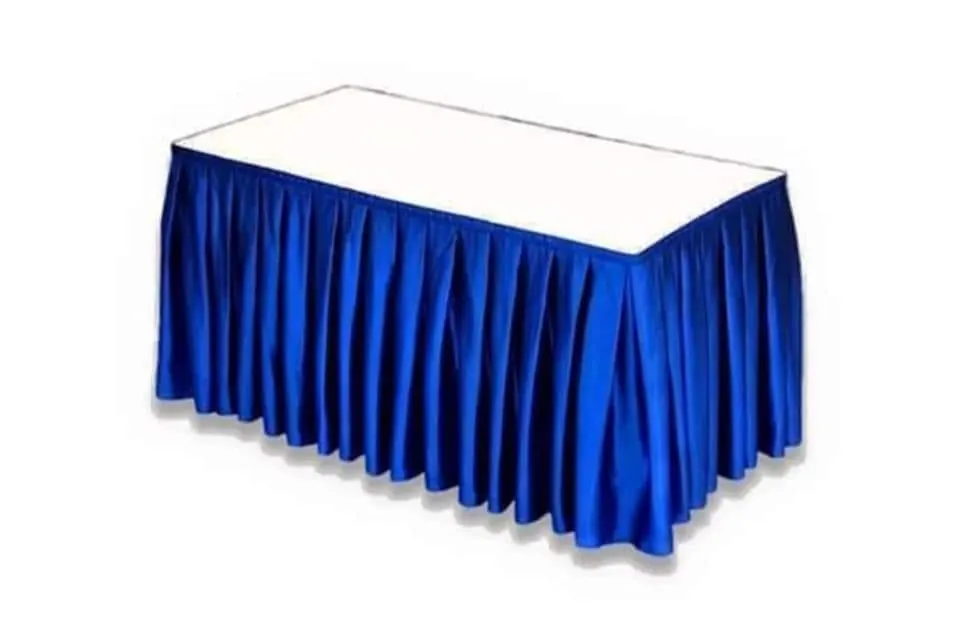 Rectangular table skirting, royal blue
